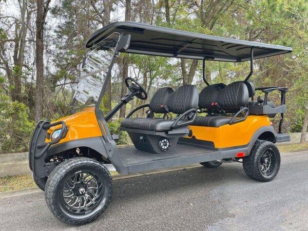 Better Than New Custom Club Car Tennessee Orange 6 Passenger Gas Club Car with Bluetooth Audio System